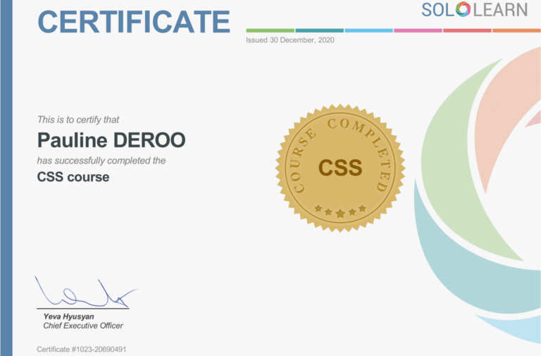 Certification Sololearn CSS 2020