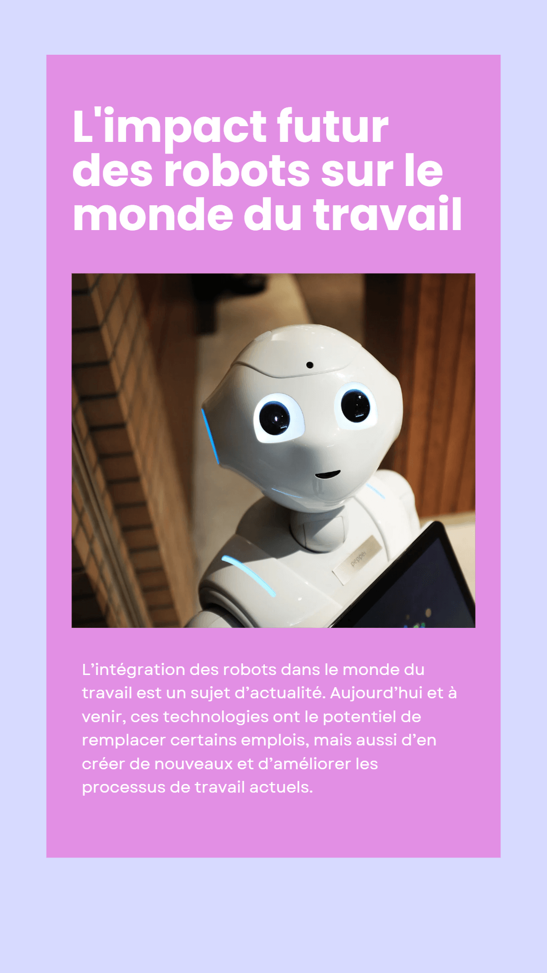 L'impact futur des robots sur le monde du travail article de blog pauline deroo etudiante marketing digital